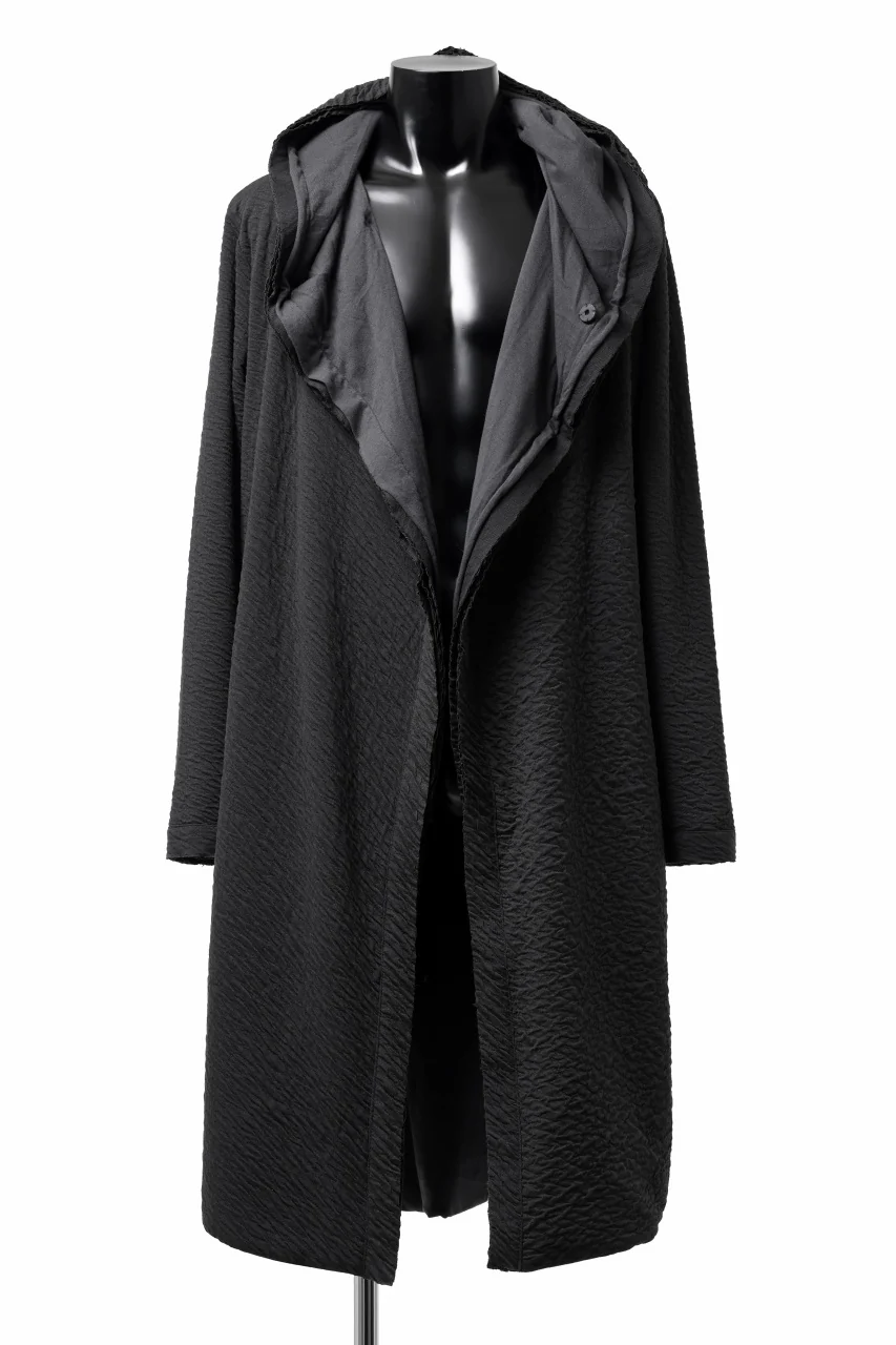 FIRST AID TO THE INJURED UXOR HOODIE LONG CARDIGAN / DOUBLE WAVY JERSEY (BLACK) - Image 6