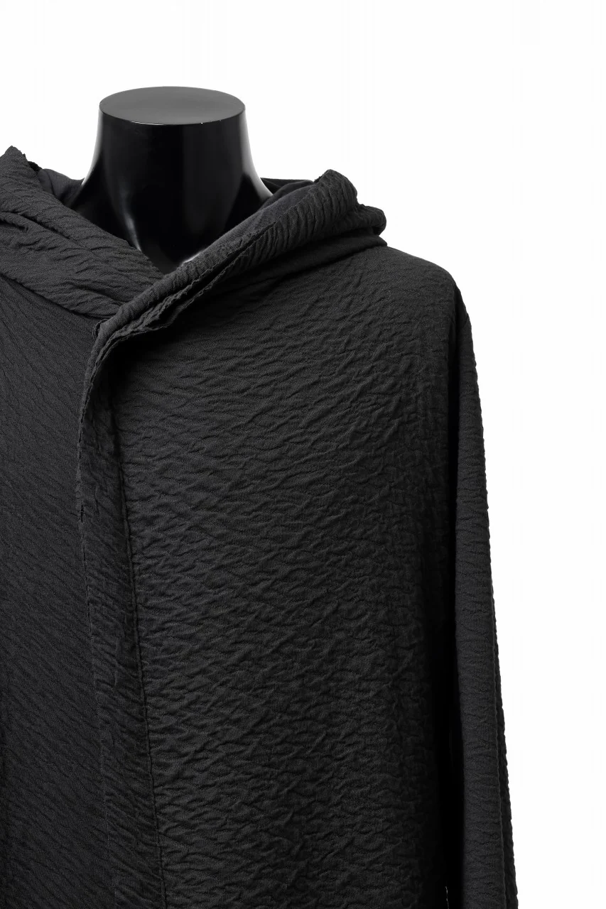 FIRST AID TO THE INJURED UXOR HOODIE LONG CARDIGAN / DOUBLE WAVY JERSEY (BLACK) - Image 8