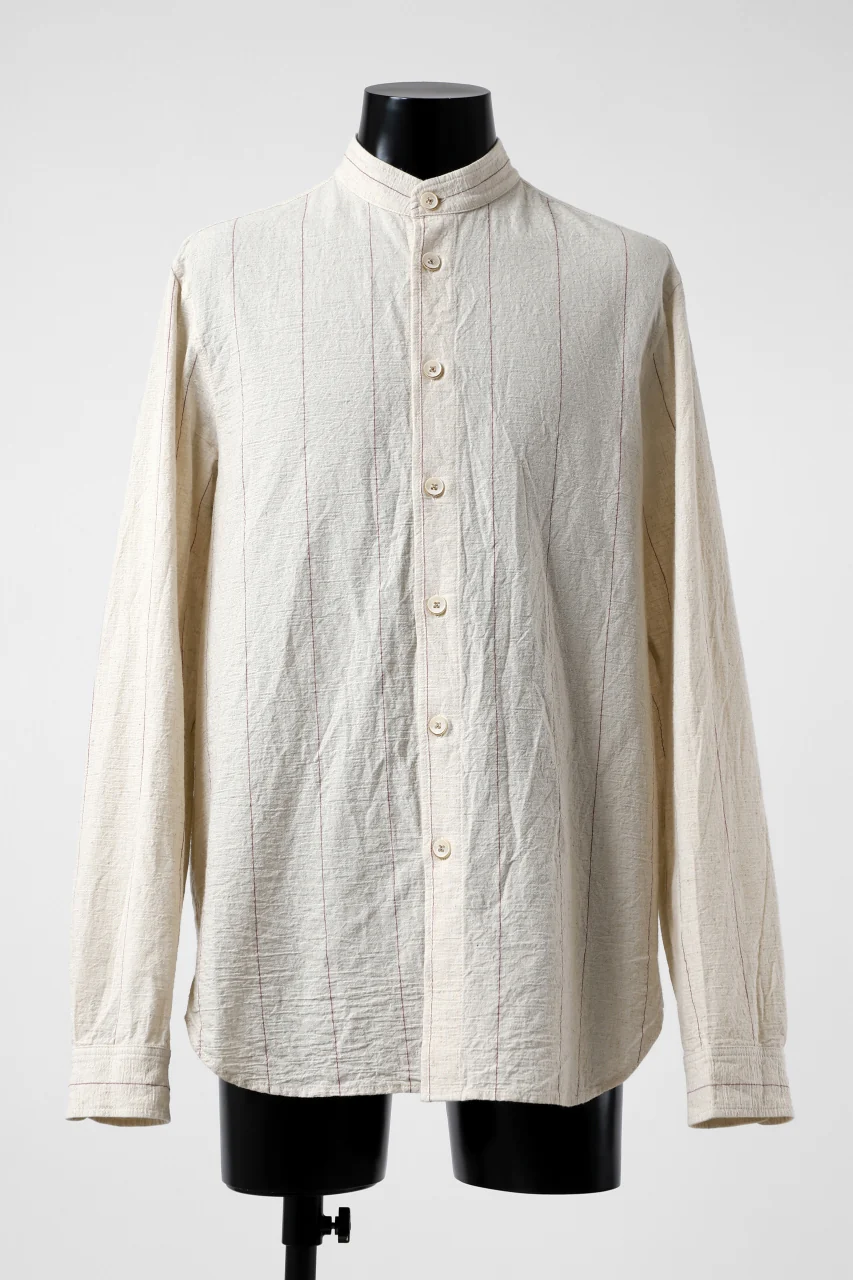 forme d'expression Band Collared Shirt (Ecru+Red Chalk)