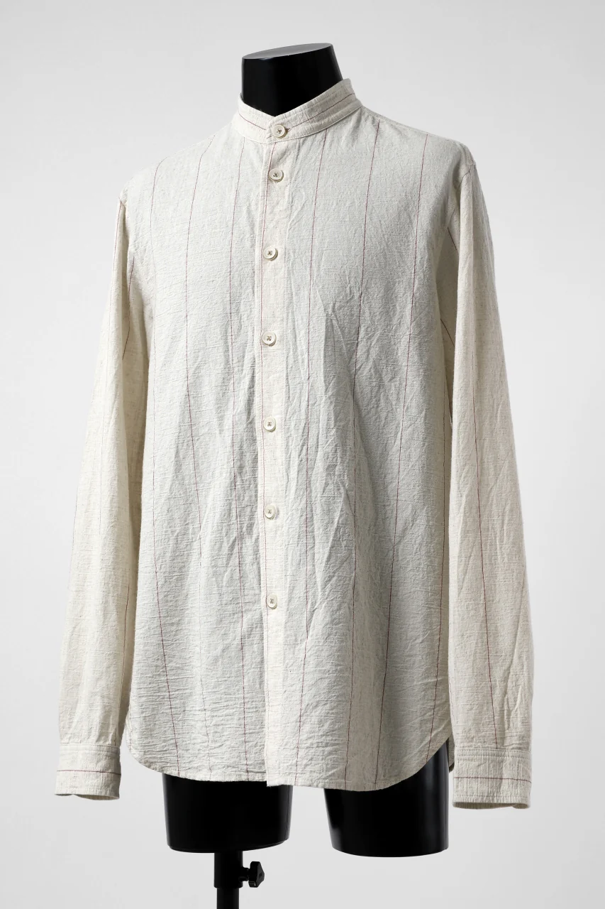 forme d'expression Band Collared Shirt (Ecru+Red Chalk) - Image 2
