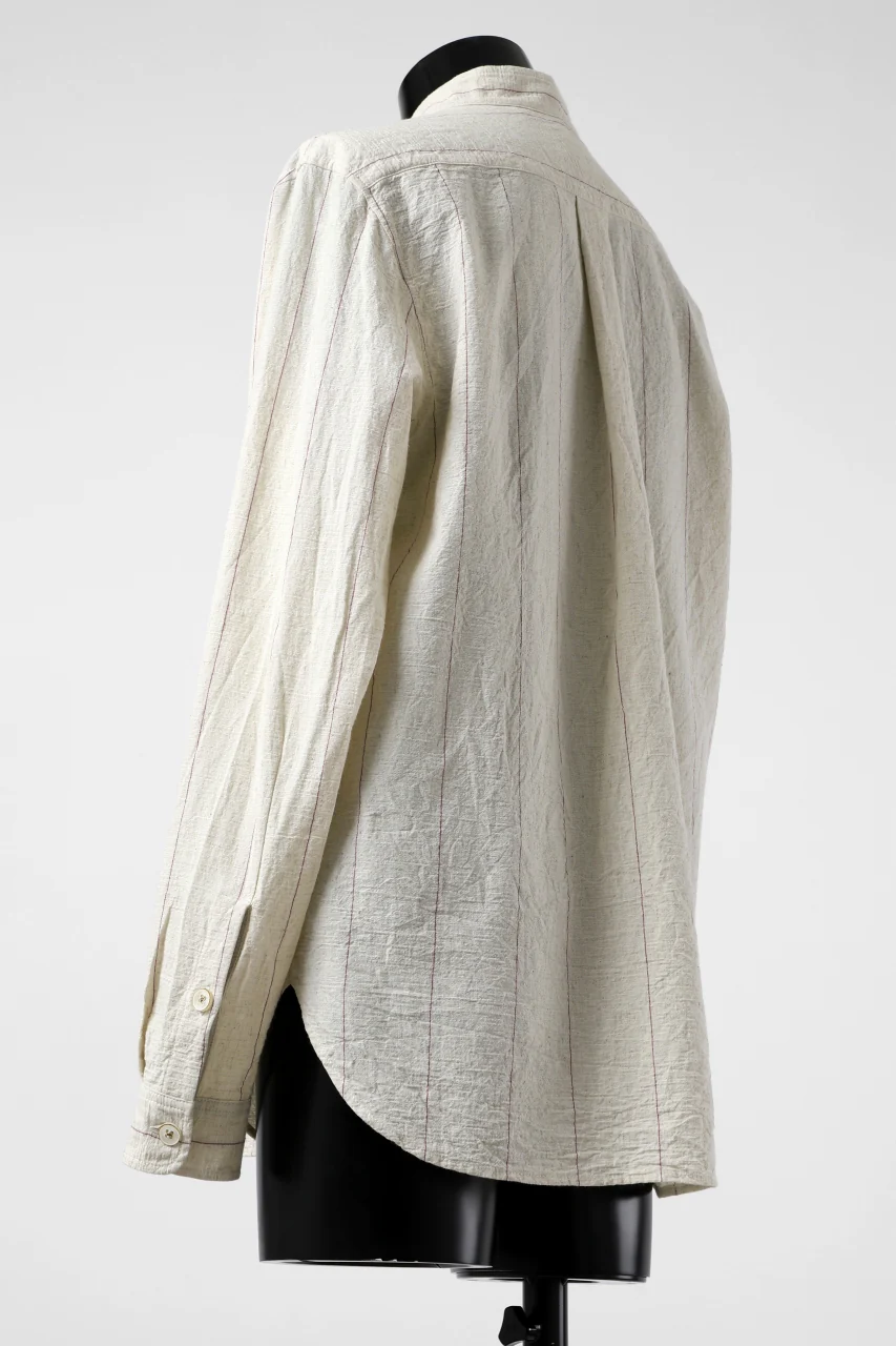 forme d'expression Band Collared Shirt (Ecru+Red Chalk) - Image 4