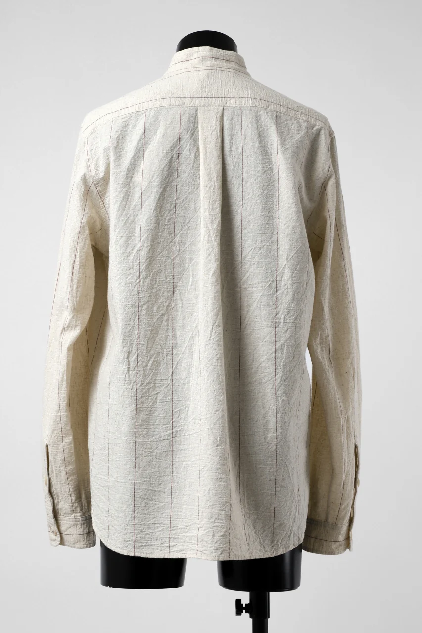 forme d'expression Band Collared Shirt (Ecru+Red Chalk) - Image 5