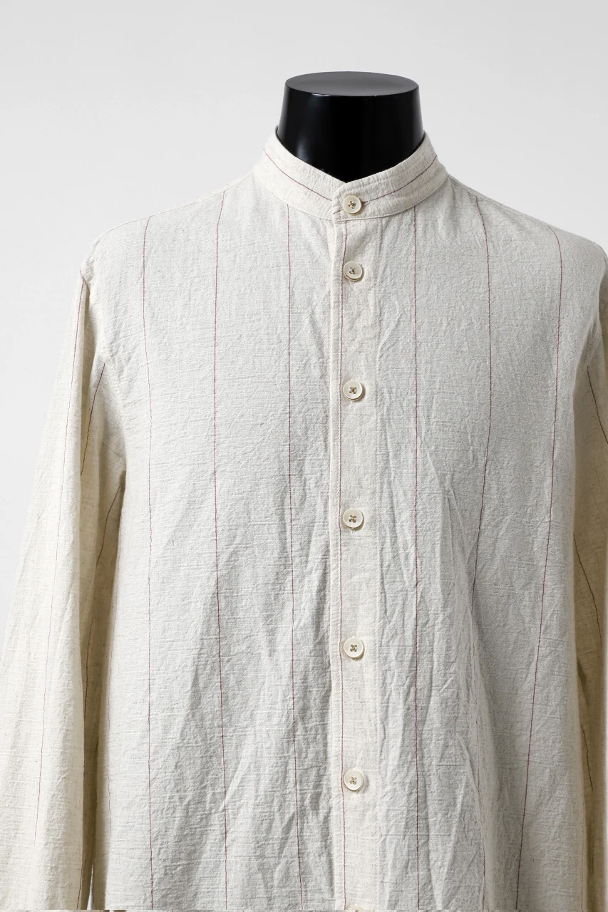 forme d'expression Band Collared Shirt (Ecru+Red Chalk) - Image 6