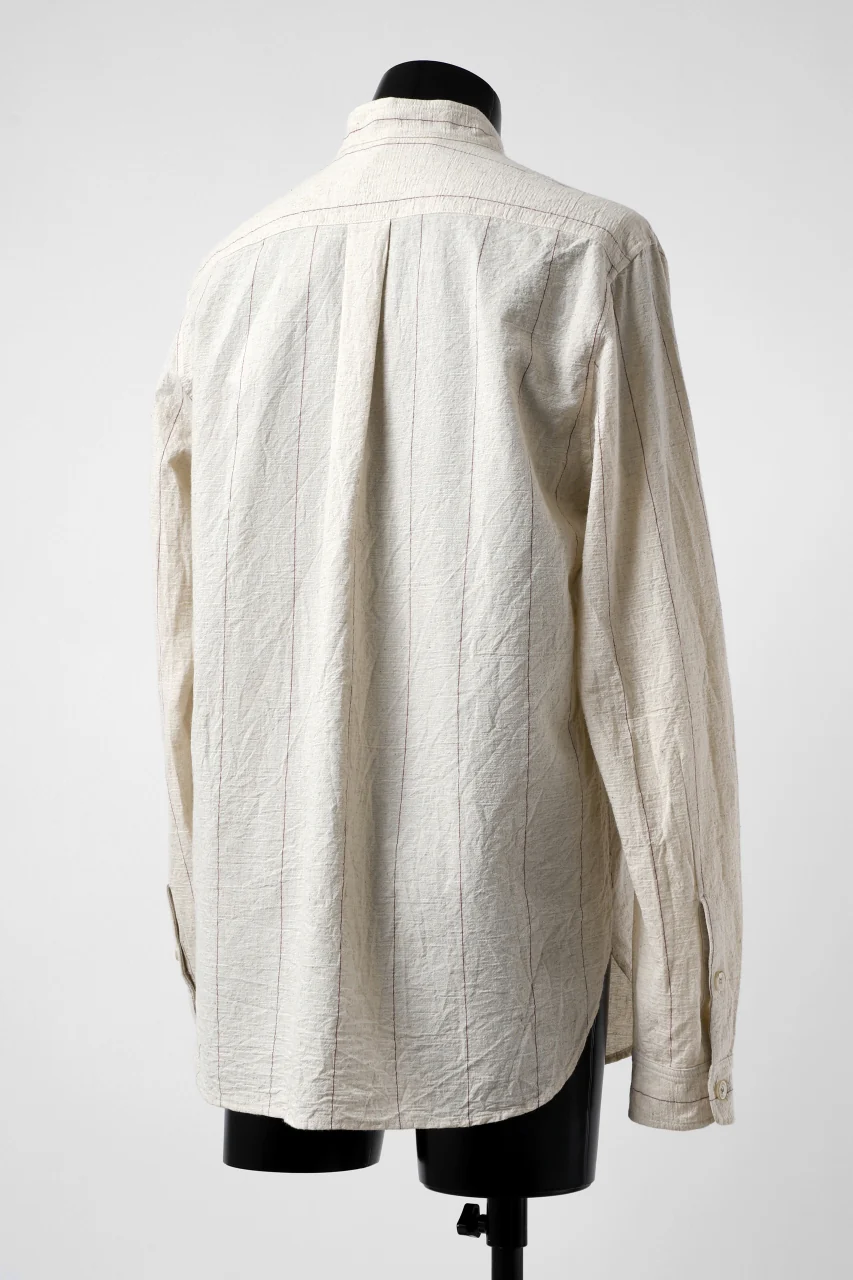 forme d'expression Band Collared Shirt (Ecru+Red Chalk) - Image 7