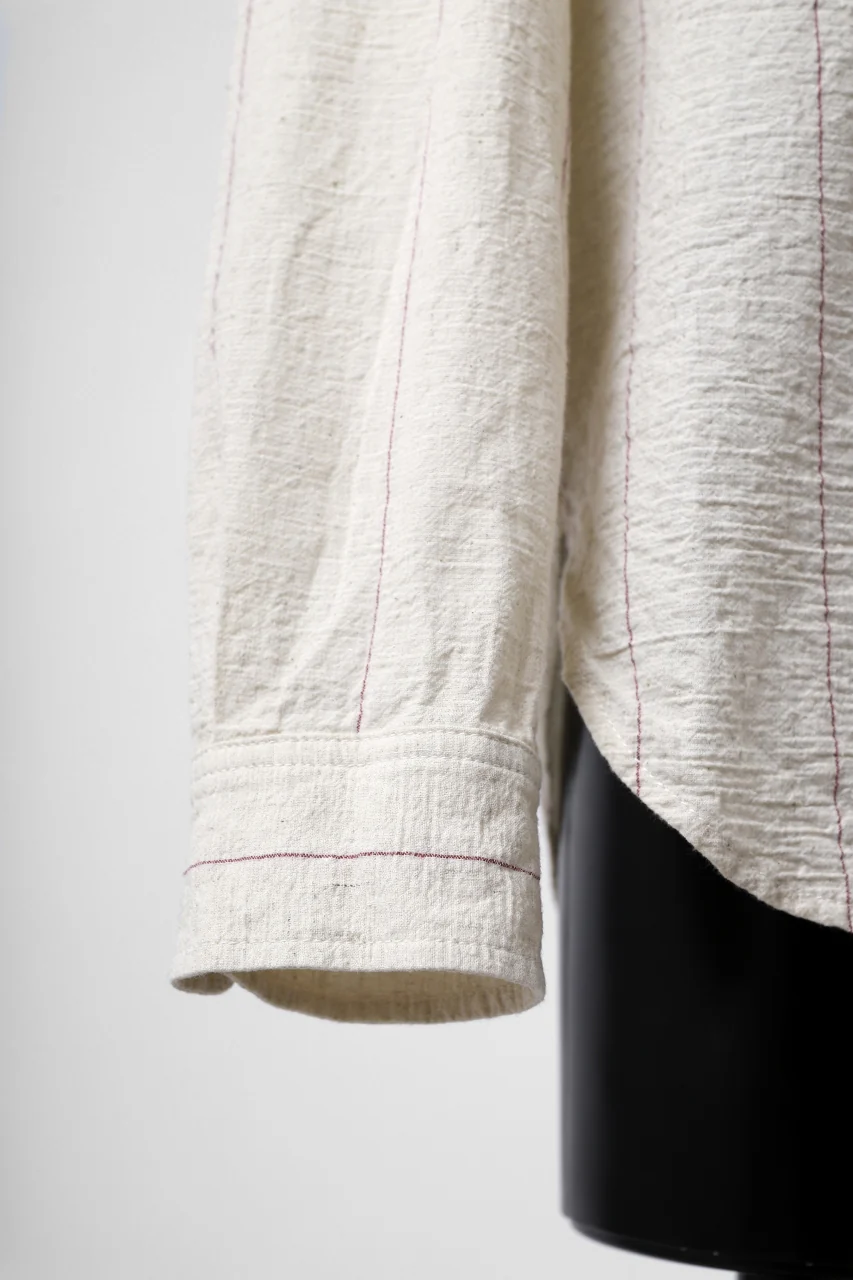 forme d'expression Band Collared Shirt (Ecru+Red Chalk) - Image 9