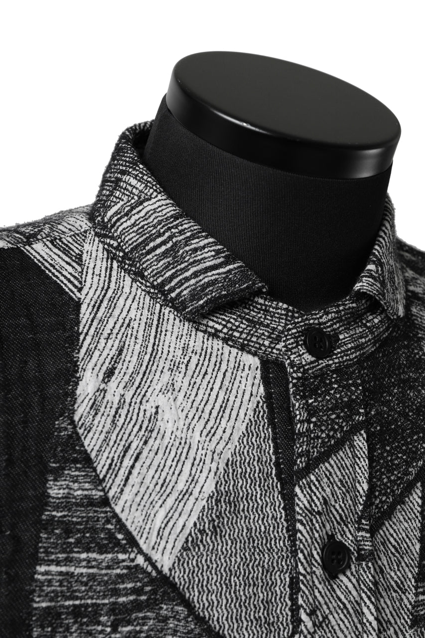 forme d'expression exclusive Cut-away Collared Shirt (White Black) - Image 11