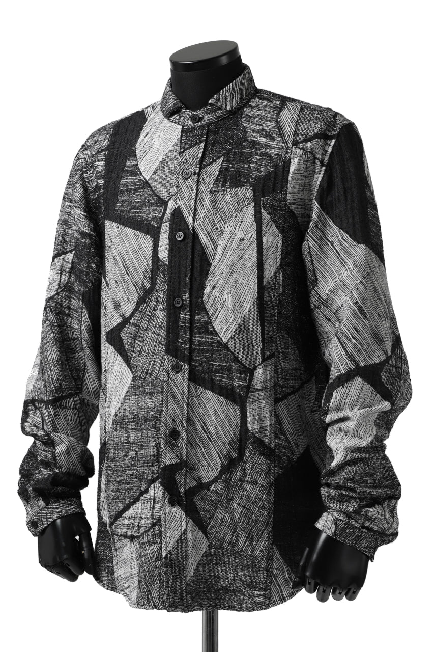 forme d'expression exclusive Cut-away Collared Shirt (White Black) - Image 3