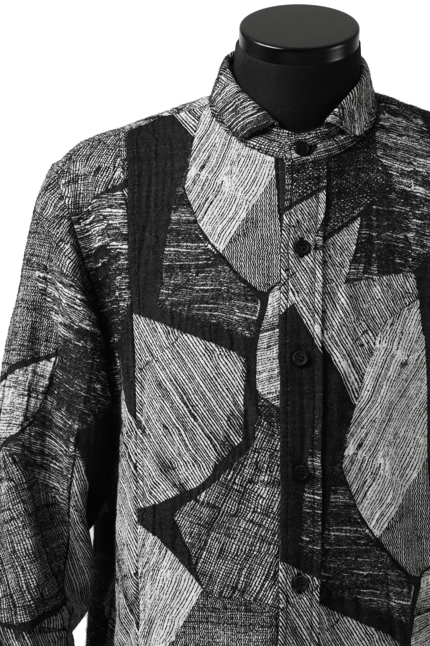 forme d'expression exclusive Cut-away Collared Shirt (White Black) - Image 7