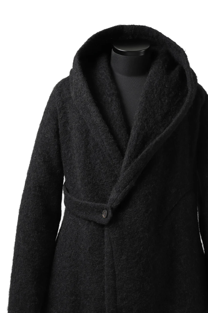 forme d'expression exclusive Hooded Cardigan Short-Coat (Black) - Image 10