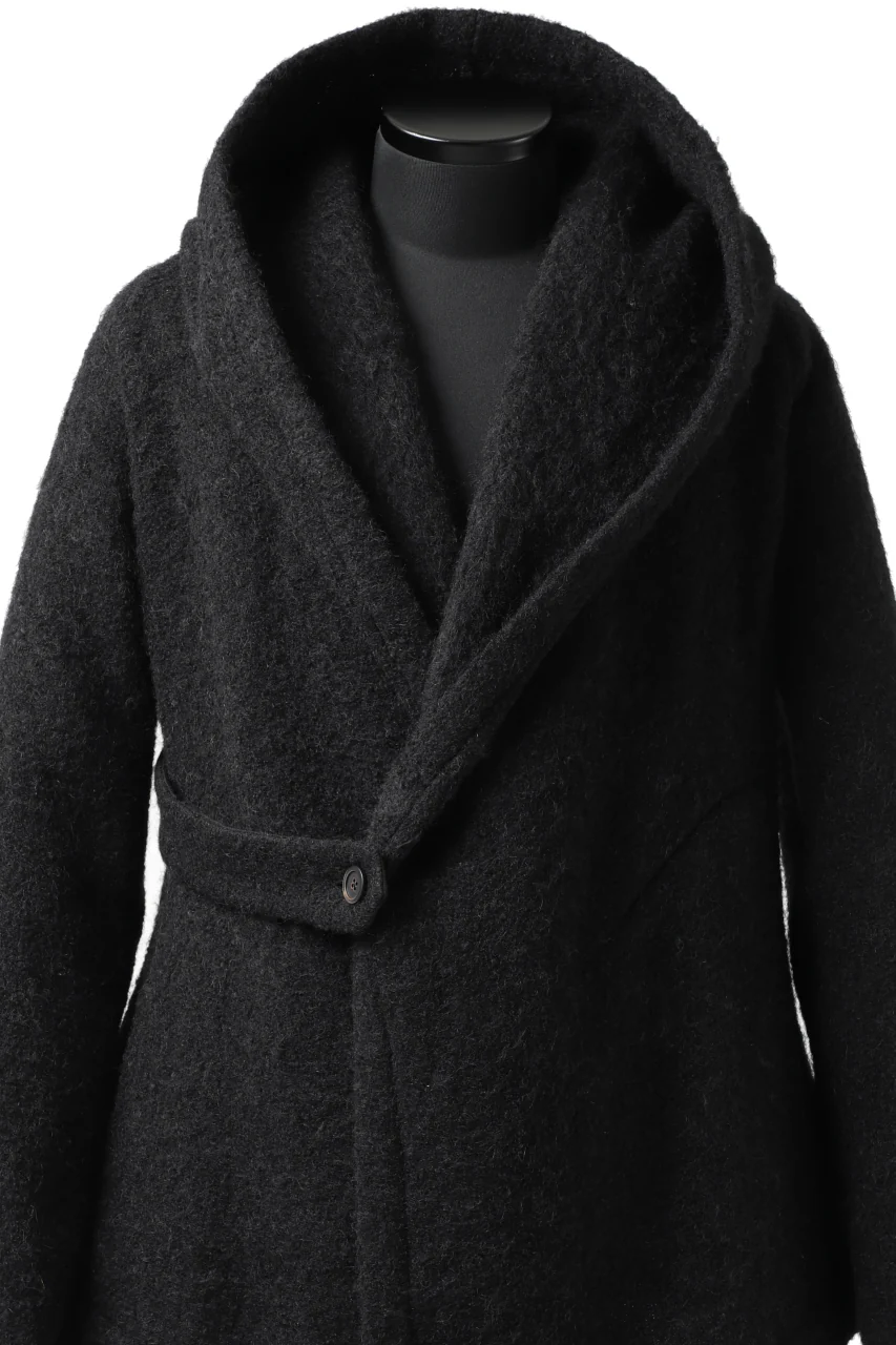 forme d'expression exclusive Hooded Cardigan Short-Coat (Black) - Image 11