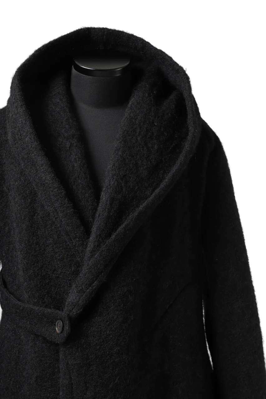forme d'expression exclusive Hooded Cardigan Short-Coat (Black) - Image 12