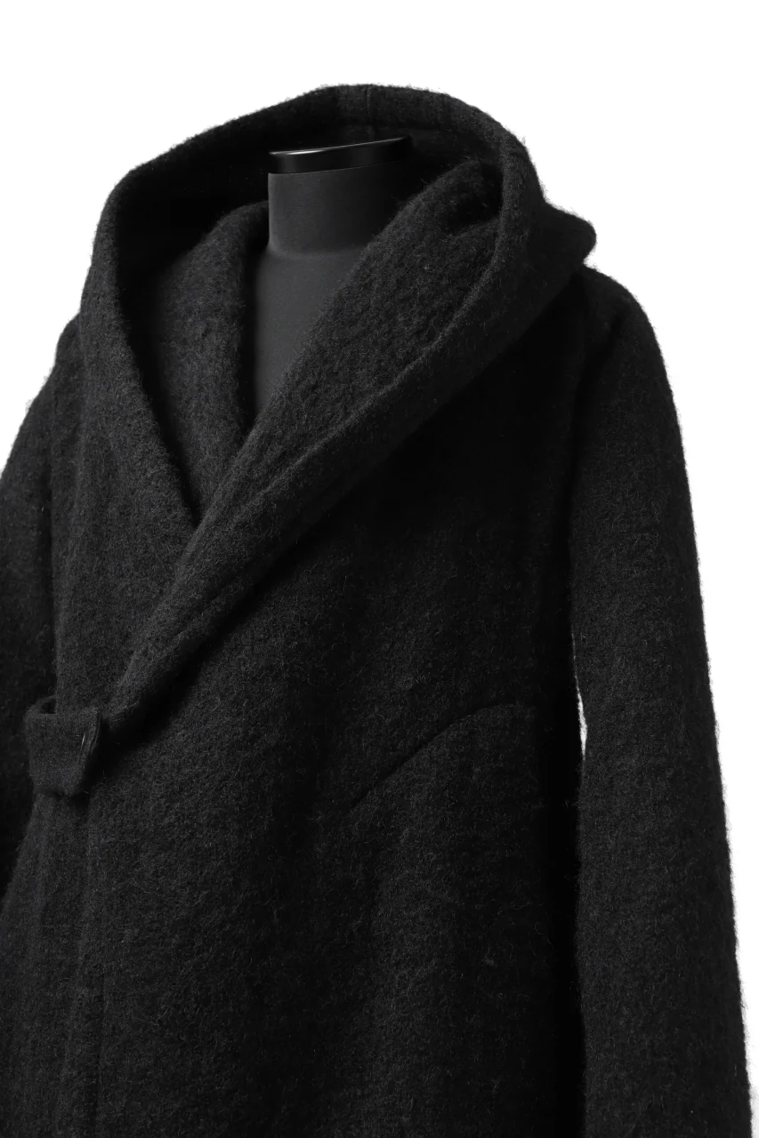 forme d'expression exclusive Hooded Cardigan Short-Coat (Black) - Image 18