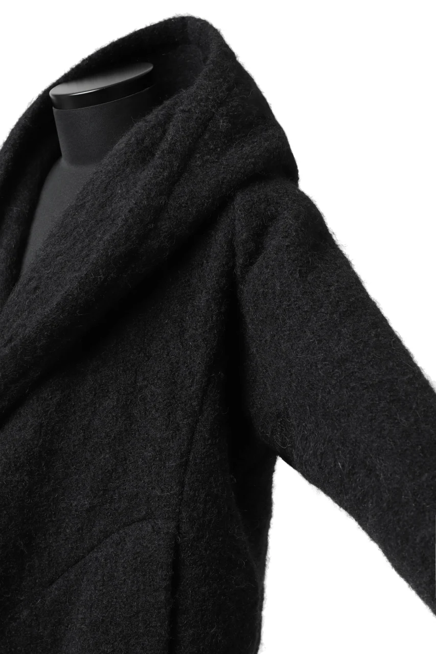 forme d'expression exclusive Hooded Cardigan Short-Coat (Black) - Image 19