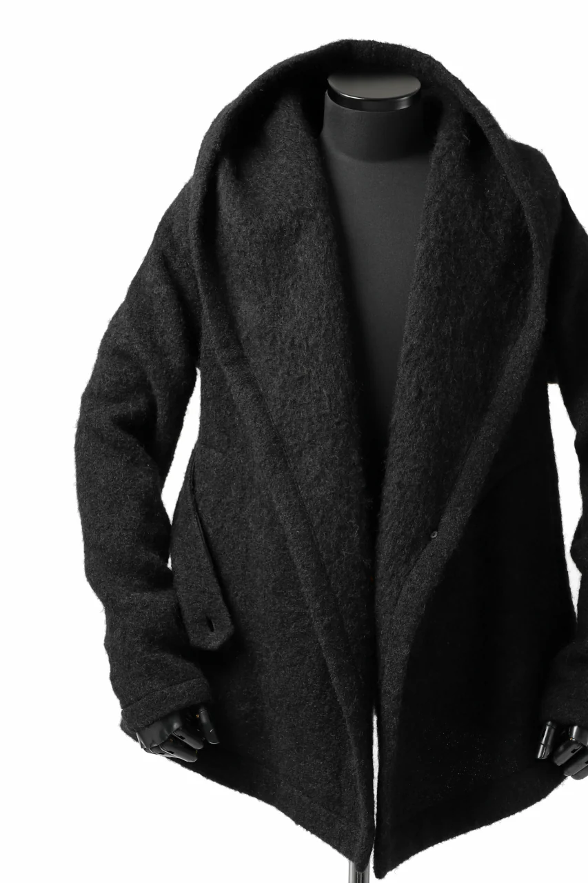 forme d'expression exclusive Hooded Cardigan Short-Coat (Black) - Image 25