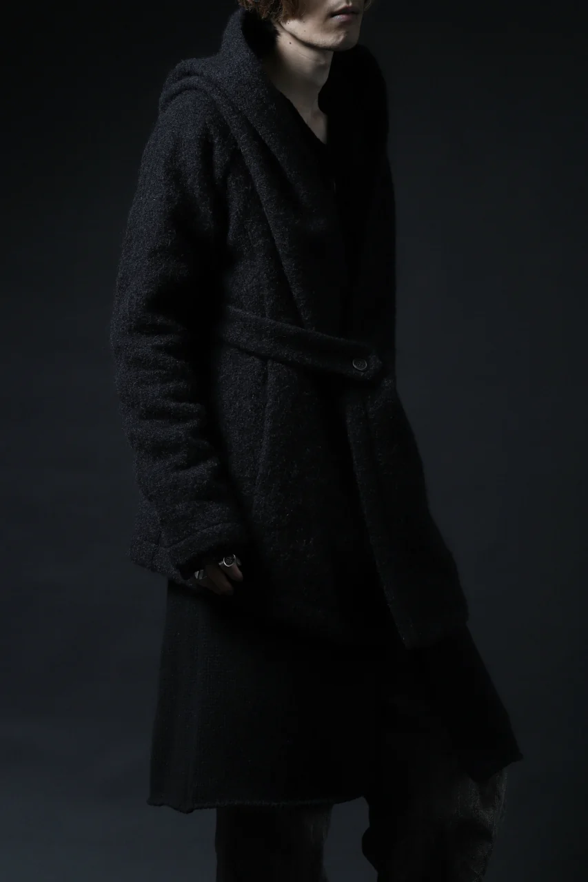 forme d'expression exclusive Hooded Cardigan Short-Coat (Black) - Image 31
