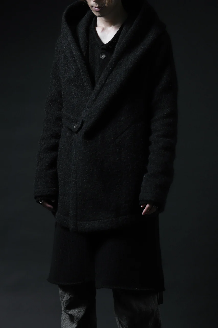 forme d'expression exclusive Hooded Cardigan Short-Coat (Black) - Image 32