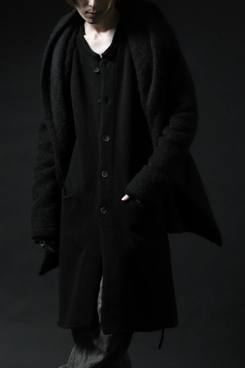 forme d'expression exclusive Hooded Cardigan Short-Coat (Black) - Image 33