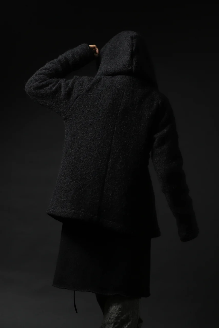 forme d'expression exclusive Hooded Cardigan Short-Coat (Black) - Image 35