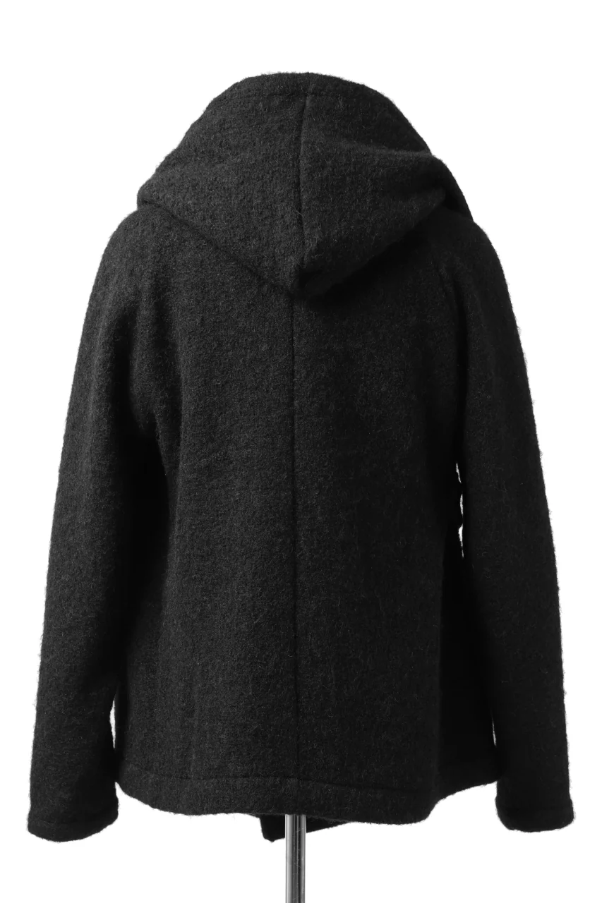 forme d'expression exclusive Hooded Cardigan Short-Coat (Black) - Image 6