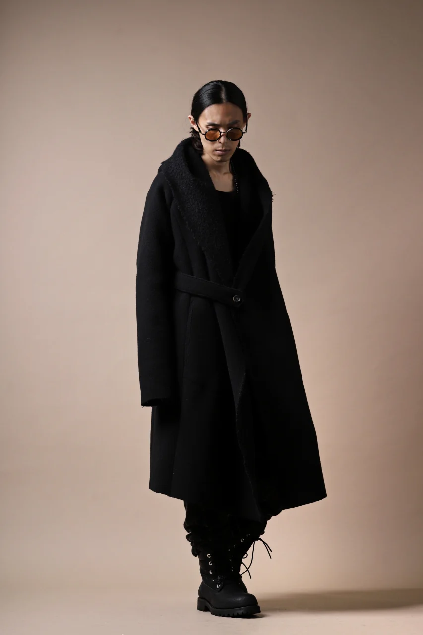 forme d'expression exclusive Hooded Robe Coat (Black) - Image 21