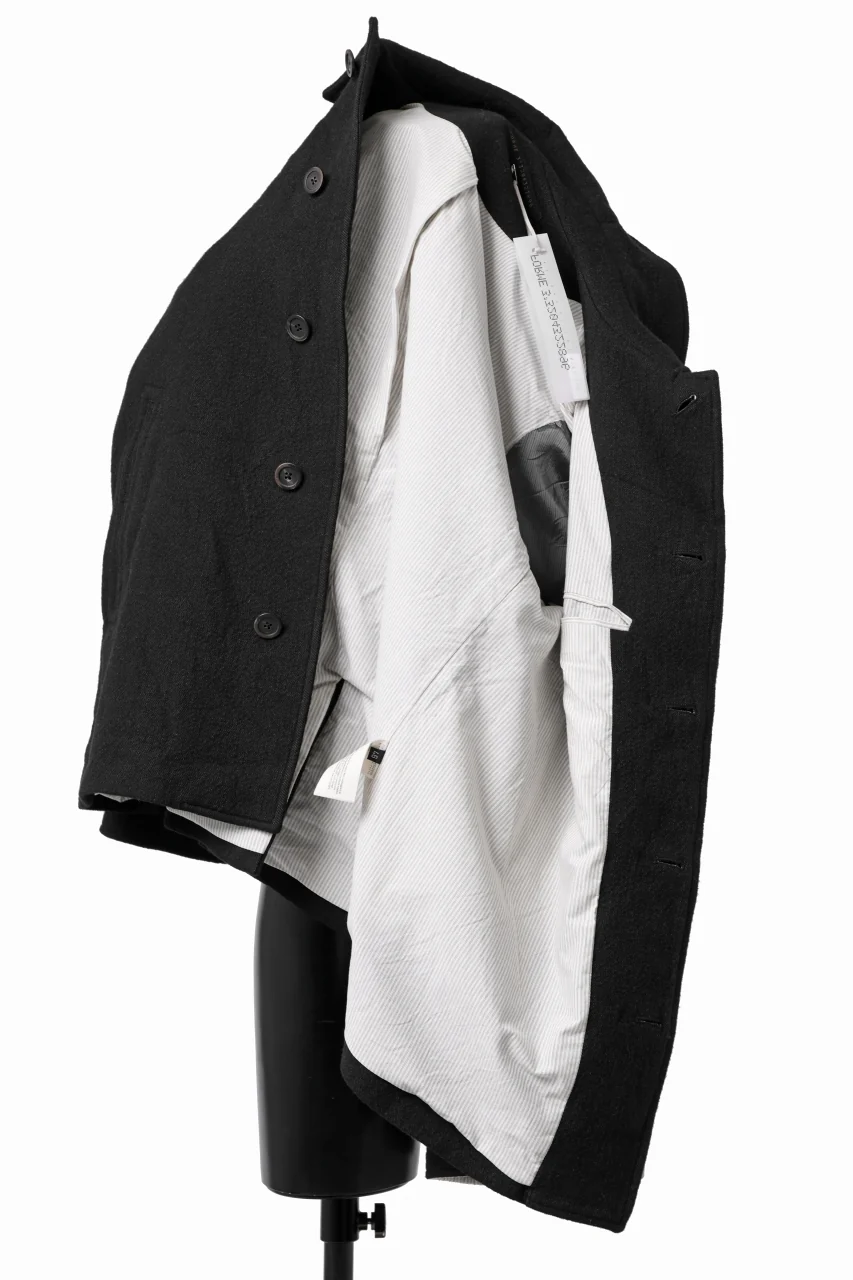 forme d'expression Hidden Plaquette Caban Short Coat (Black) - Image 15