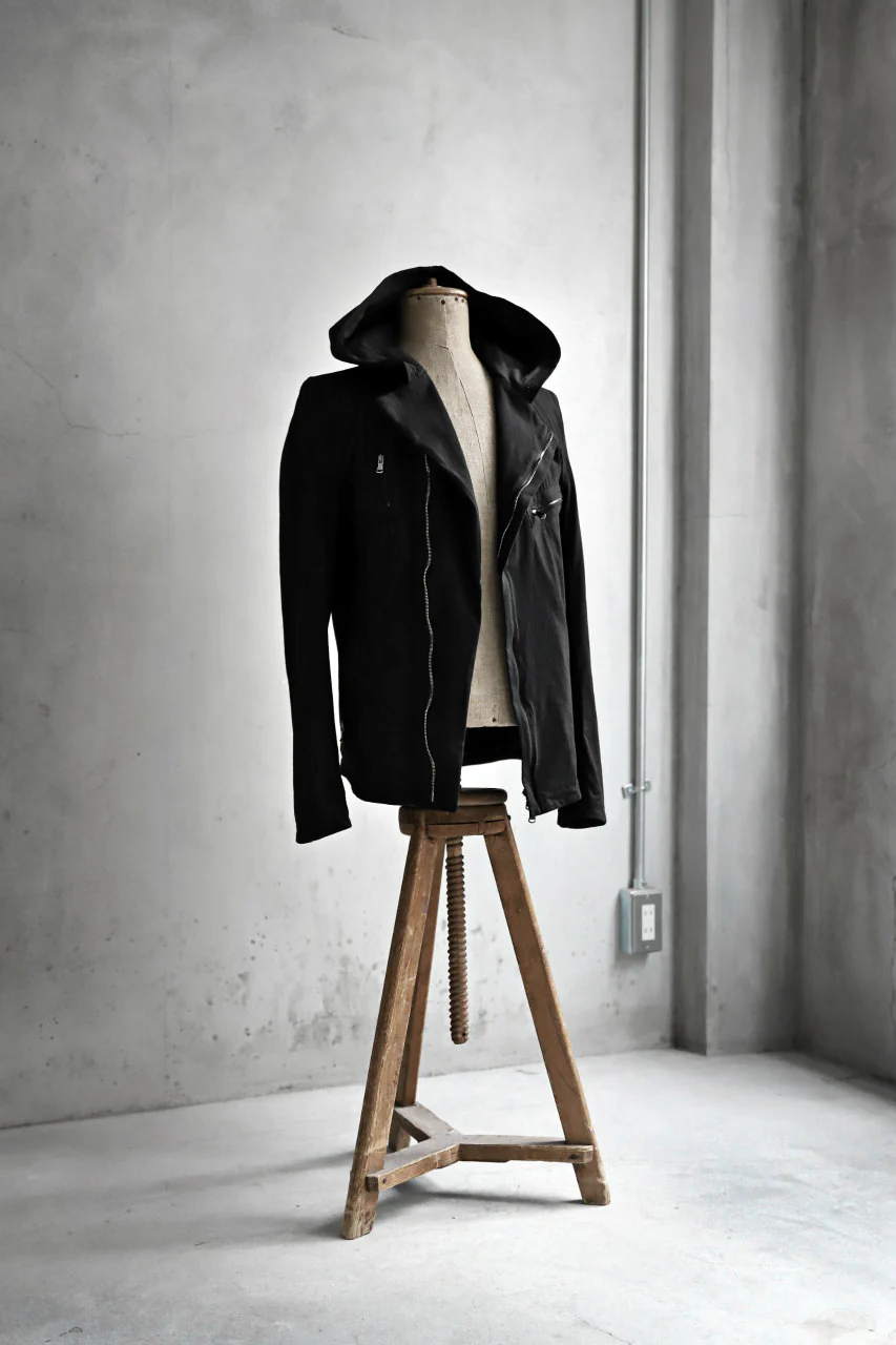 forme d'expression Hooded Biker Jacket (Black) - Image 23