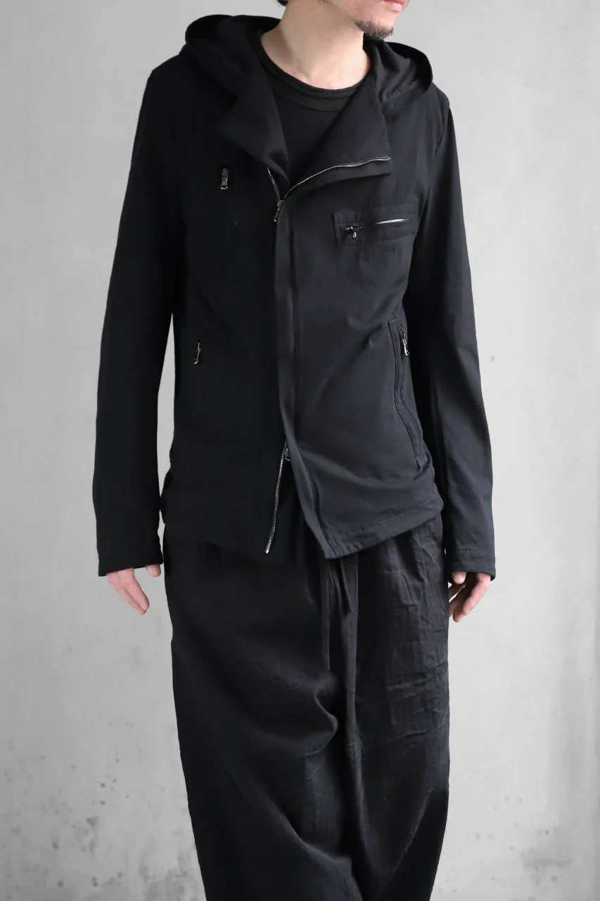 forme d'expression Hooded Biker Jacket (Black) - Image 25