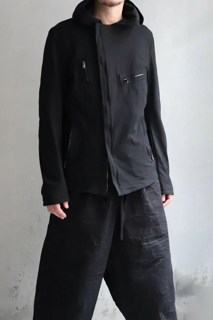 forme d'expression Hooded Biker Jacket (Black) - Image 26