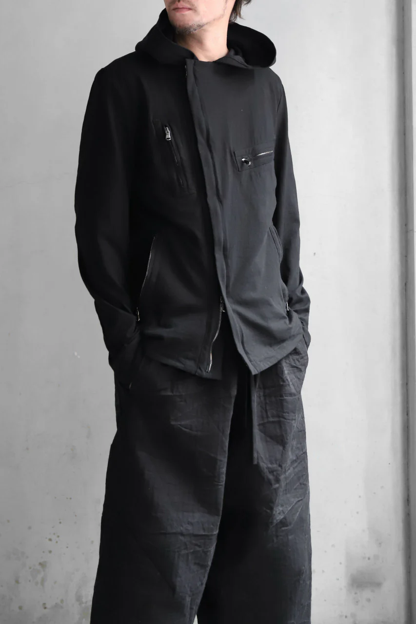forme d'expression Hooded Biker Jacket (Black) - Image 27
