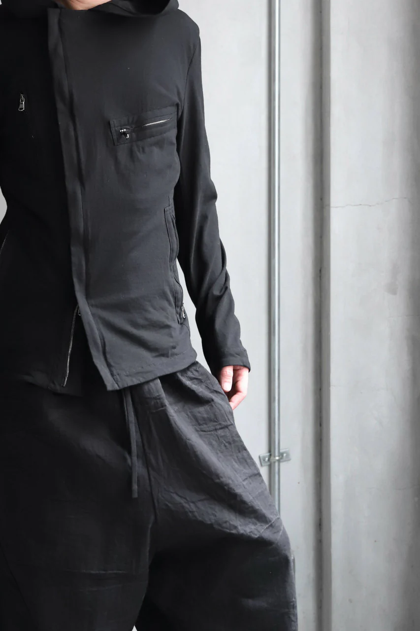 forme d'expression Hooded Biker Jacket (Black) - Image 34
