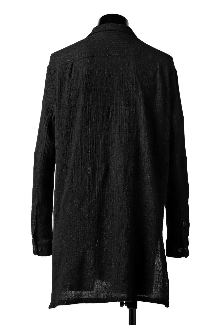 forme d'expression Long Wool Shirt with Pocket (Black) - Image 4