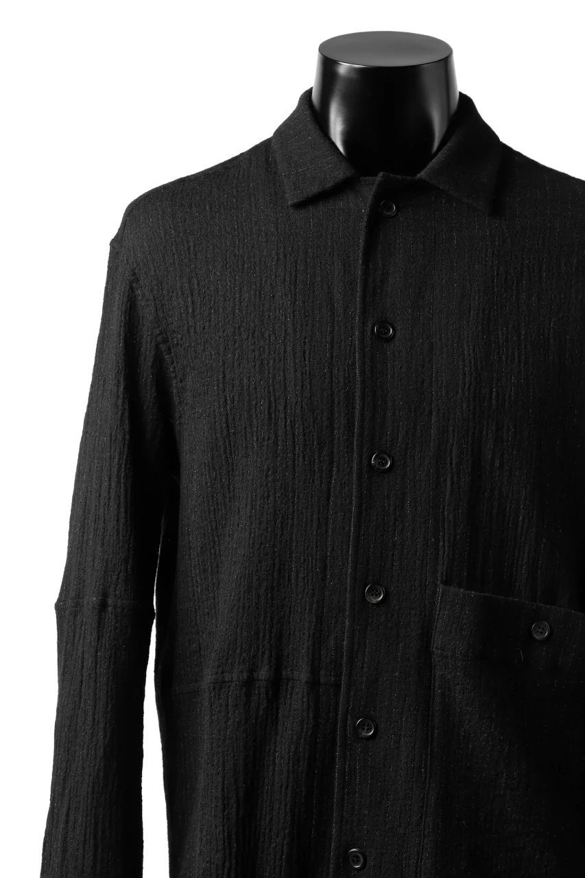 forme d'expression Long Wool Shirt with Pocket (Black) - Image 5