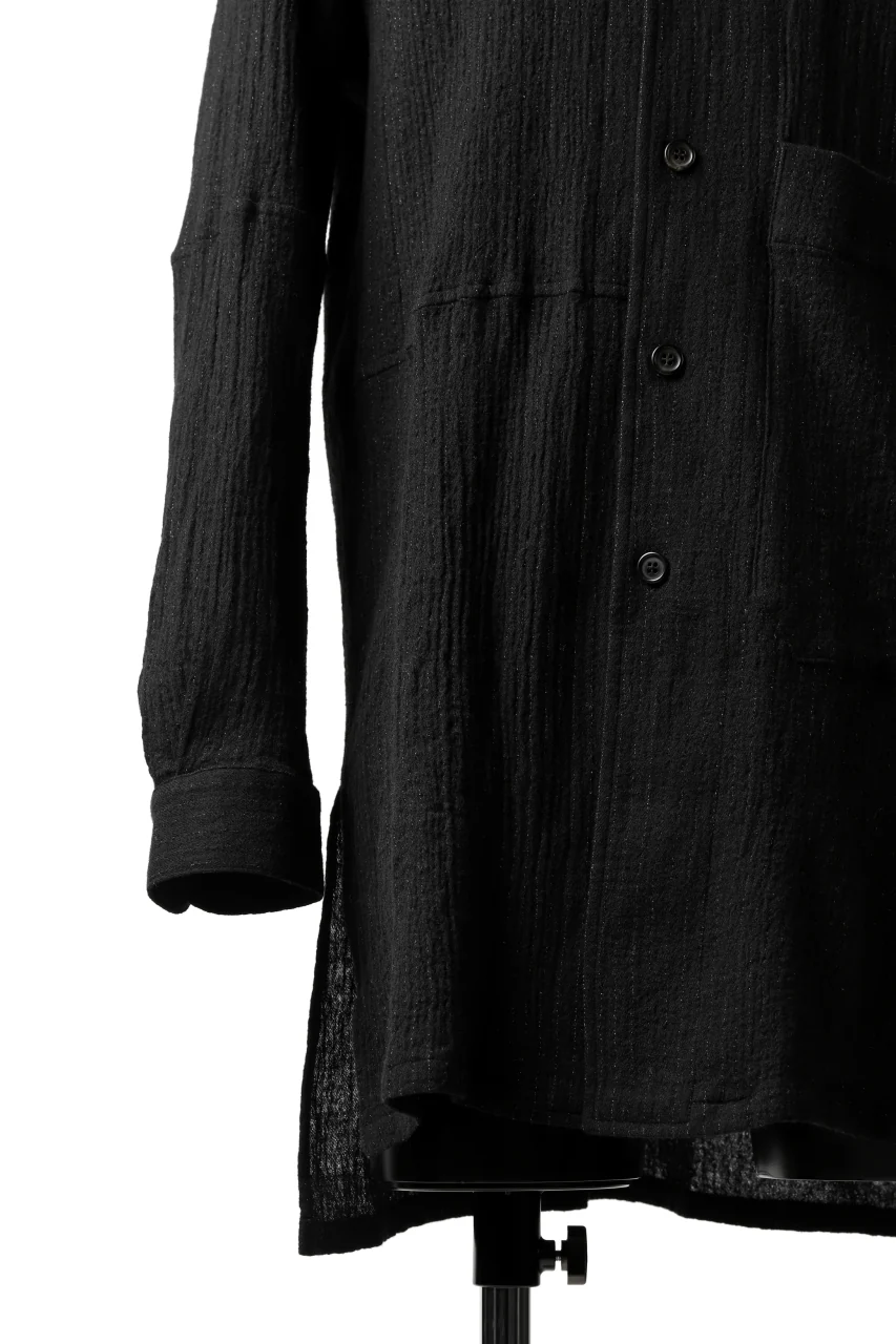 forme d'expression Long Wool Shirt with Pocket (Black) - Image 7