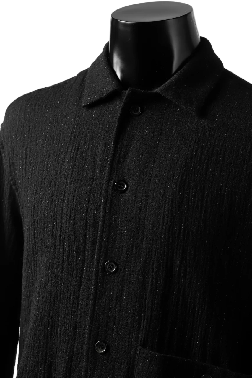 forme d'expression Long Wool Shirt with Pocket (Black) - Image 9