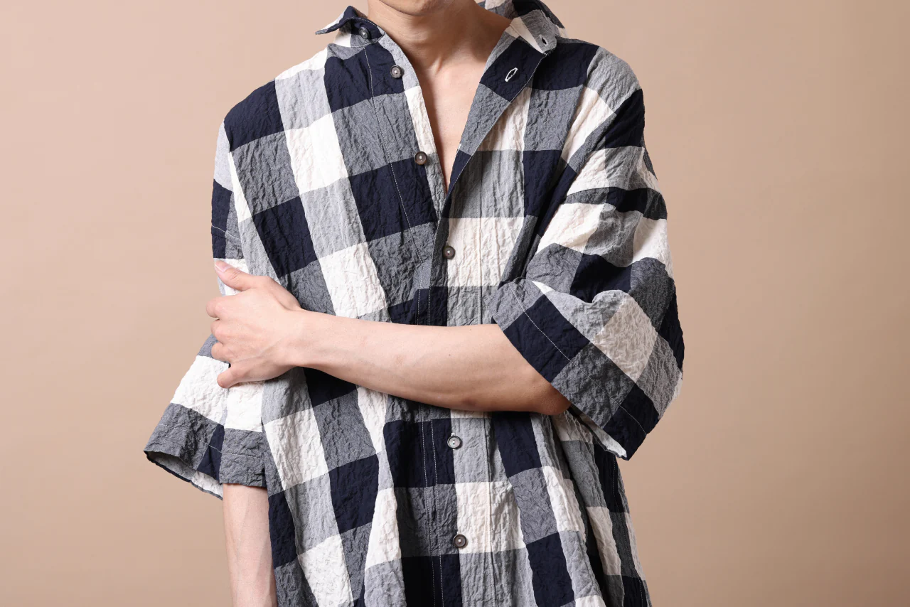 forme d'expression Short Sleeve Oversized Shirt (Big Check) - Image 29