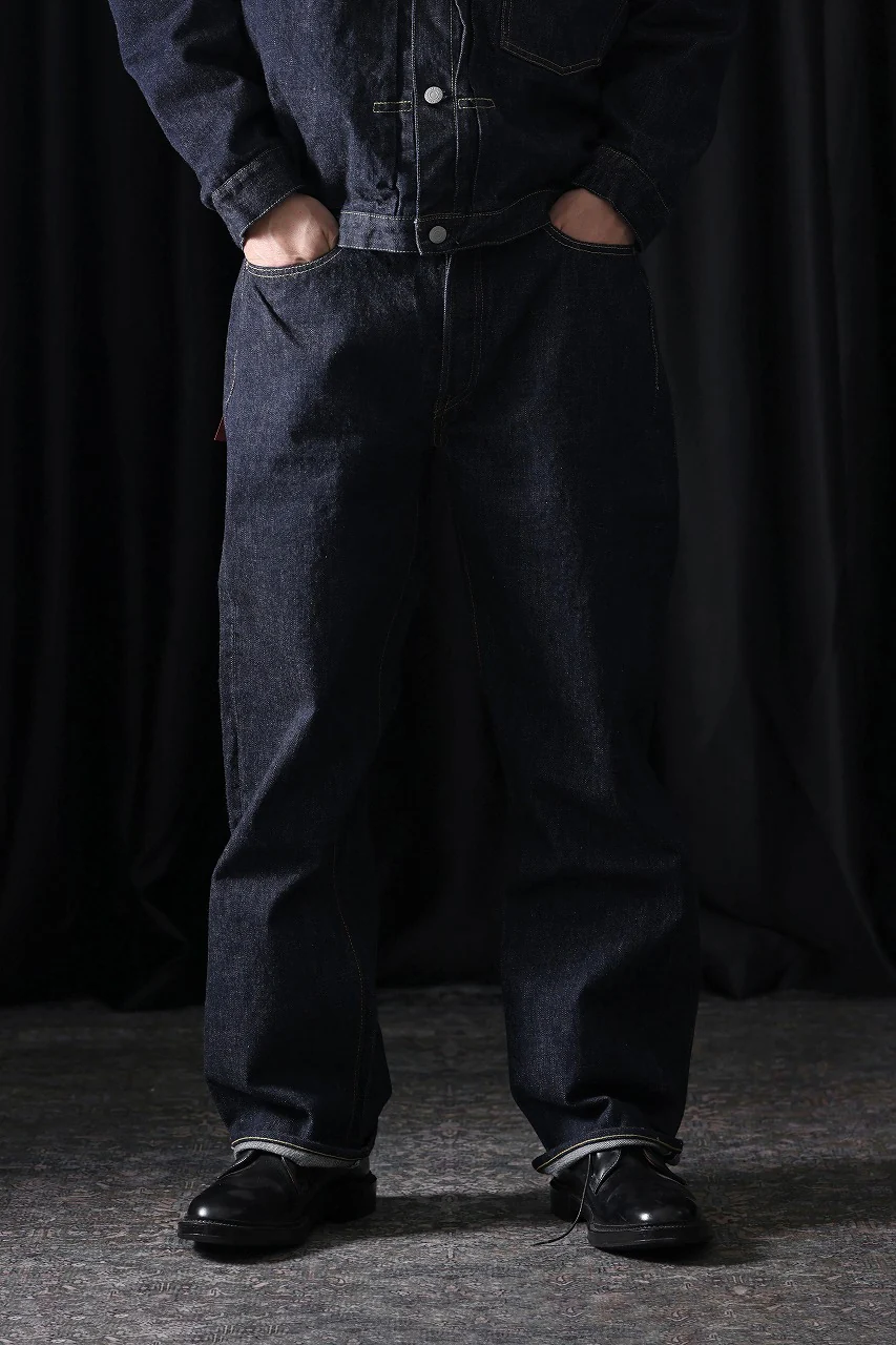 FULLCOUNT 0105W Wide Jeans / 13.7oz Zimbabwe Selvedge Denim (INDIGO BLUE / ONE WASHED) - Image 8