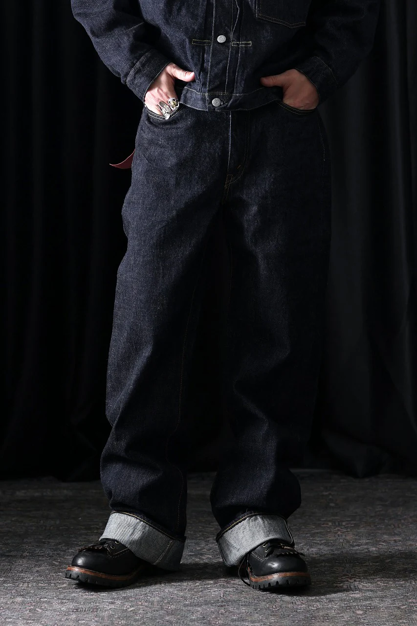 FULLCOUNT 0107W MONROE Wide Straight Jeans / 13.7oz Zimbabwe Selvedge Denim (INDIGO BLUE / ONE WASHED) - Image 10