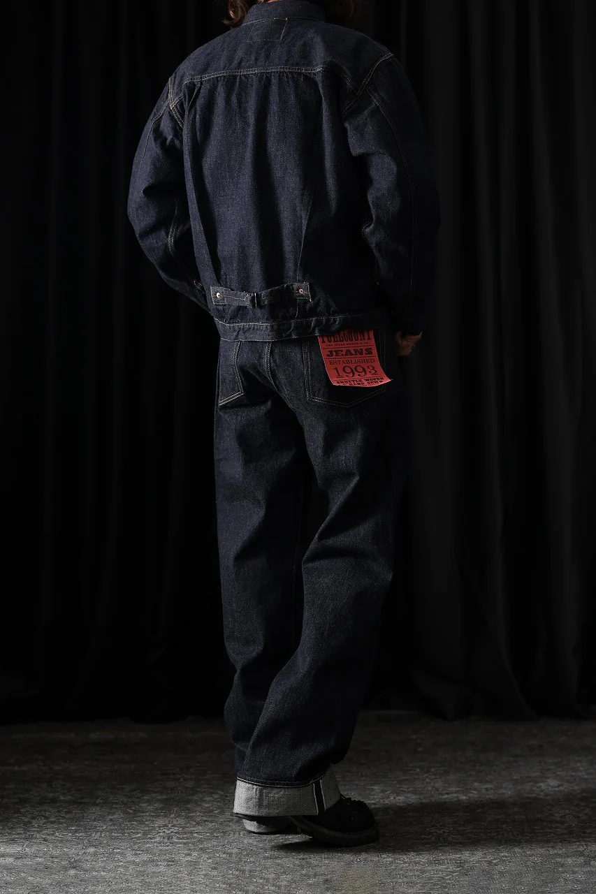 FULLCOUNT 0107W MONROE Wide Straight Jeans / 13.7oz Zimbabwe Selvedge Denim (INDIGO BLUE / ONE WASHED) - Image 12