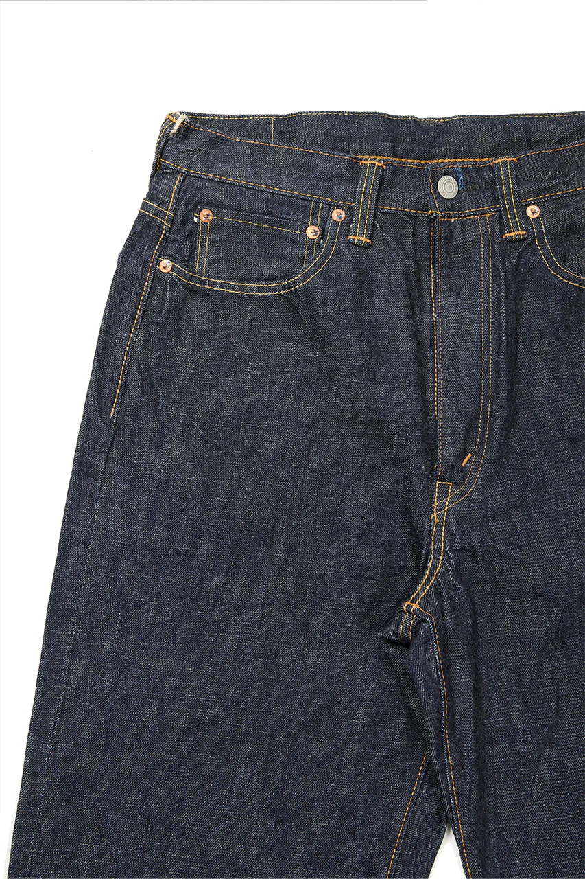 FULLCOUNT 0107W MONROE Wide Straight Jeans / 13.7oz Zimbabwe Selvedge Denim (INDIGO BLUE / ONE WASHED) - Image 4