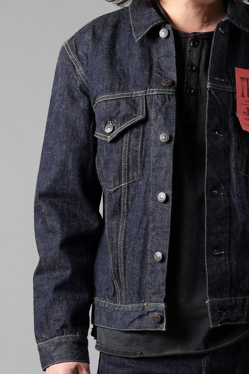 FULLCOUNT 2101W Type-3 Jean Jacket / 13.7oz Zimbabwe Selvedge Denim (INDIGO BLUE / ONE WASHED) - Image 3