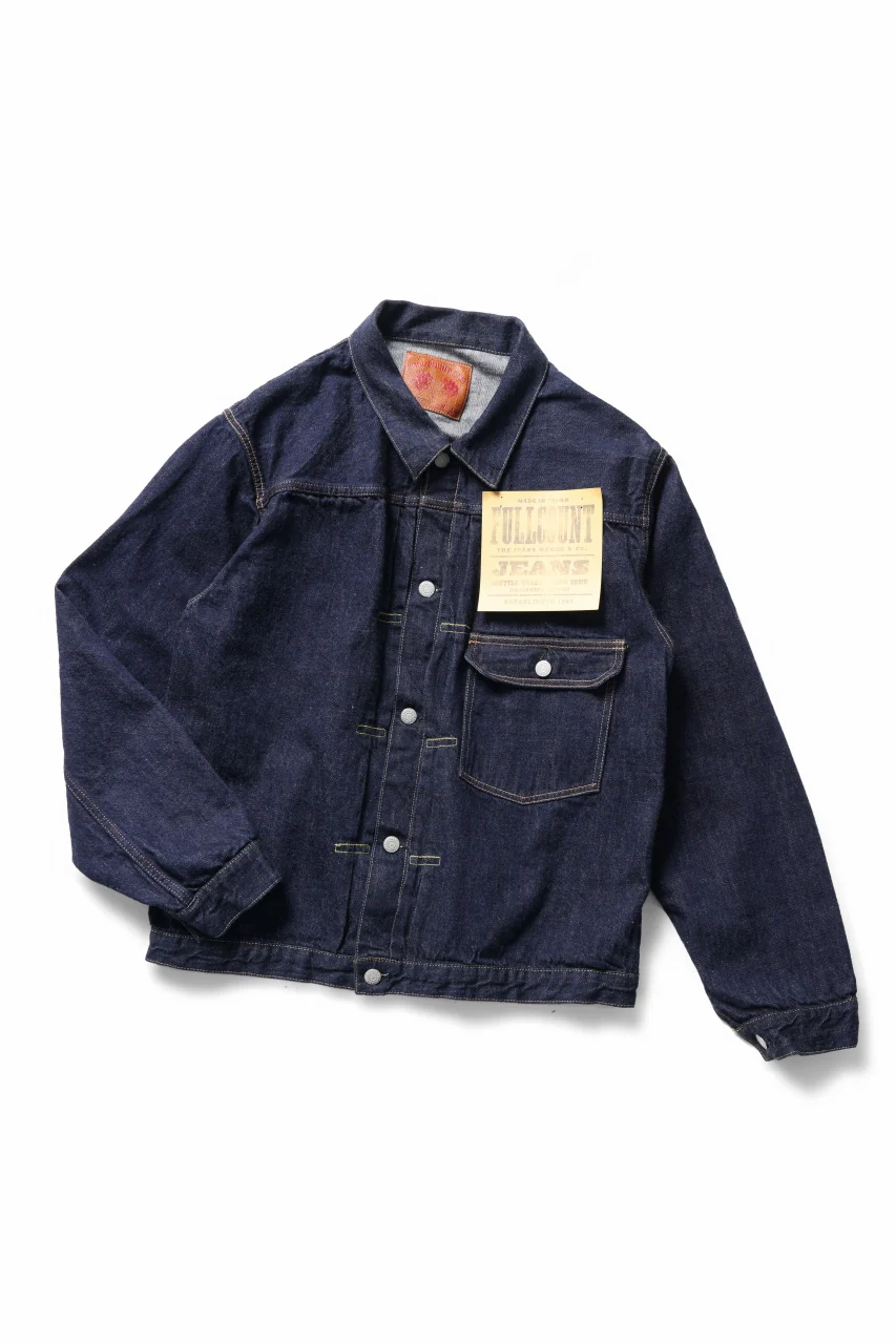 FULLCOUNT 2107SSW Type-1 Denim Jacket / 11.5oz Zimbabwe Selvedge Denim (Super Smooth) (INDIGO BLUE / ONE WASHED) - Image 2