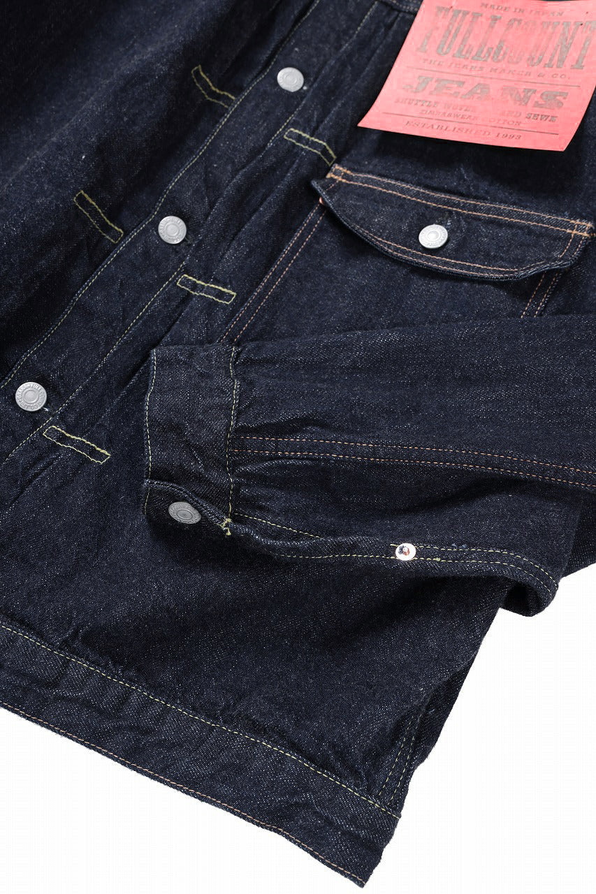 FULLCOUNT 2107W Type-1 Jean Jacket / 13.7oz Zimbabwe Selvedge Denim (INDIGO BLUE / ONE WASHED) - Image 5