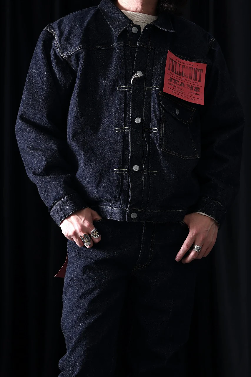 FULLCOUNT 2107W Type-1 Jean Jacket / 13.7oz Zimbabwe Selvedge Denim (INDIGO BLUE / ONE WASHED) - Image 8