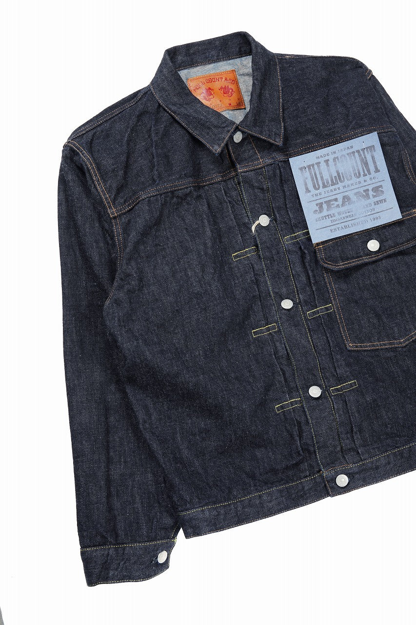 FULLCOUNT 2107XXW Type-1 Jean Jacket / 15.5oz Zimbabwe Selvedge Denim (INDIGO BLUE / ONE WASHED) - Image 7