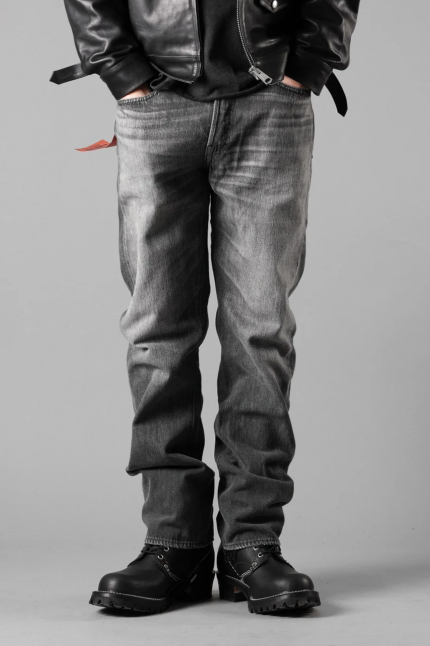 FULLCOUNT "Dartford" 1101BKSSHW Straight Jeans / 11.5oz Zimbabwe Selvedge Denim (BLACK / VINTAGE FADED) - Image 3