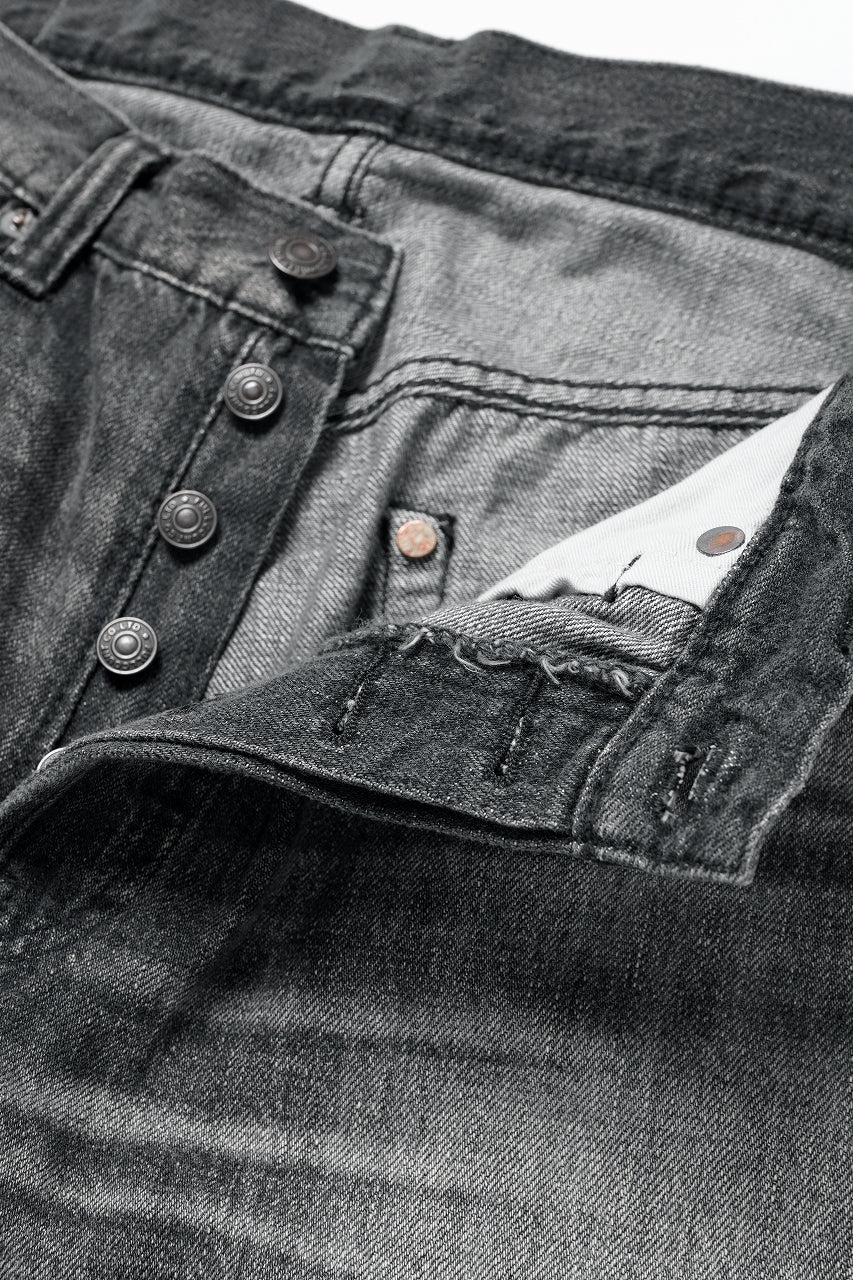 FULLCOUNT "Dartford" 1101BKSSHW Straight Jeans / 11.5oz Zimbabwe Selvedge Denim (BLACK / VINTAGE FADED) - Image 7