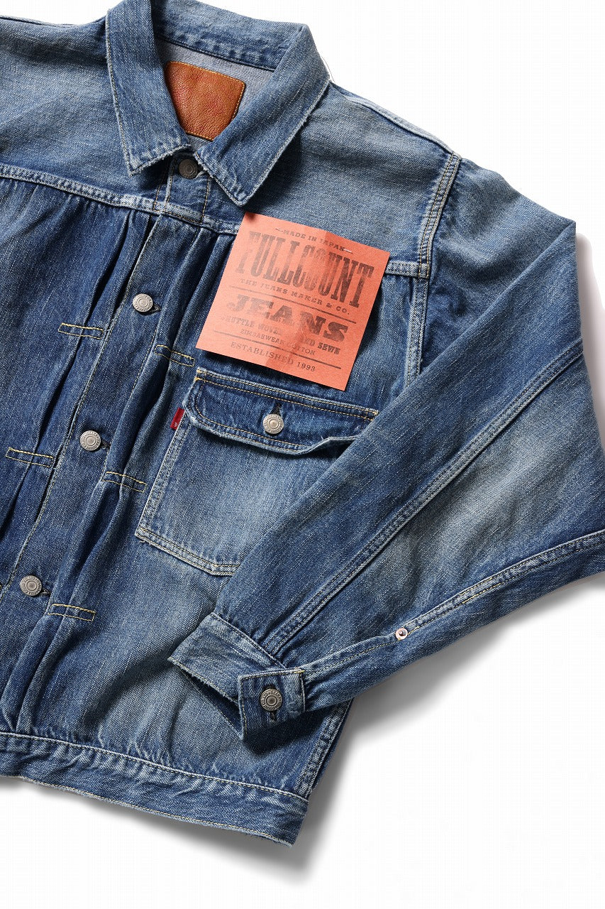FULLCOUNT "Dartford" Type 1 Denim Jacket / 11.5oz Zimbabwe Selvedge Denim (Super Smooth) (INDIGO BLUE / ONE WASHED) - Image 11