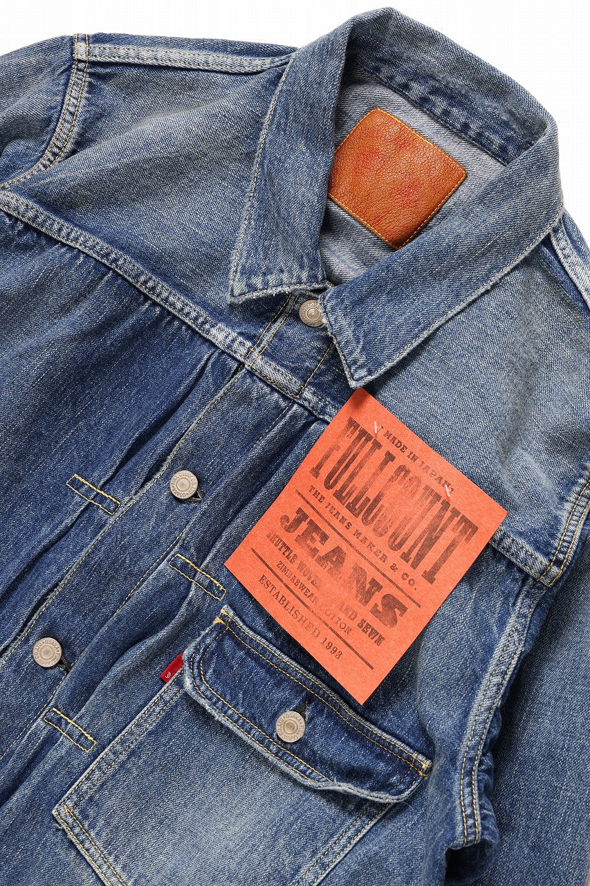 FULLCOUNT "Dartford" Type 1 Denim Jacket / 11.5oz Zimbabwe Selvedge Denim (Super Smooth) (INDIGO BLUE / ONE WASHED) - Image 12