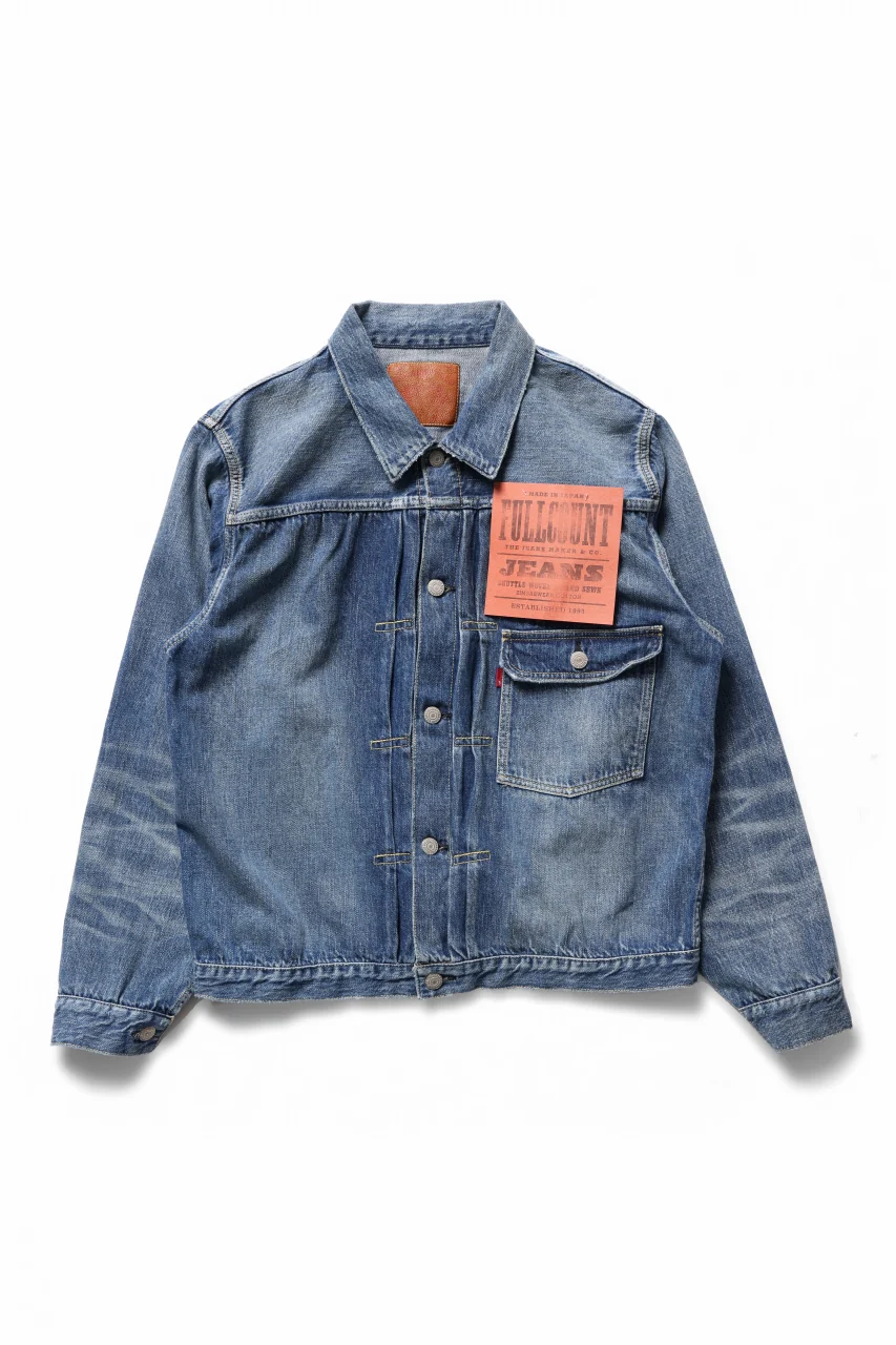 FULLCOUNT "Dartford" Type 1 Denim Jacket / 11.5oz Zimbabwe Selvedge Denim (Super Smooth) (INDIGO BLUE / ONE WASHED) - Image 3