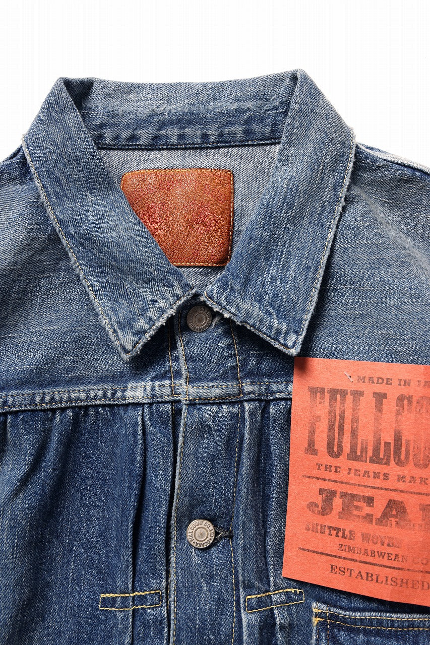 FULLCOUNT "Dartford" Type 1 Denim Jacket / 11.5oz Zimbabwe Selvedge Denim (Super Smooth) (INDIGO BLUE / ONE WASHED) - Image 9